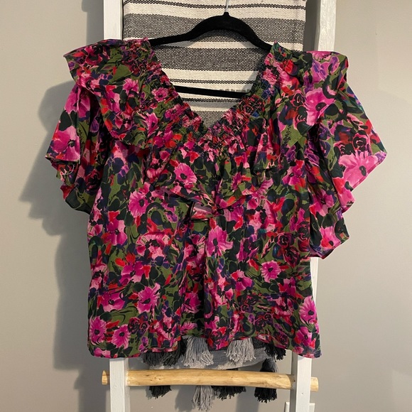 SOMETHING NAVY felix ruffle top - NWT - Picture 2 of 4